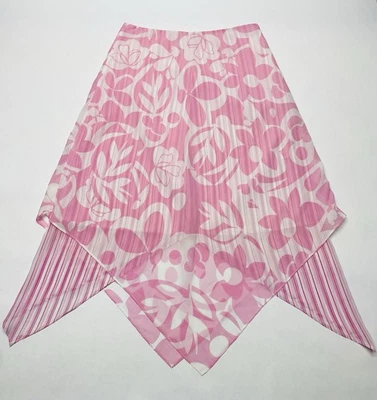 VTG Pink Floral Striped Layered Hanky Hem Skirt Size 10 Y2K Boho Fairy Festival - Image 1 of 4