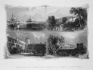 1850 England souvenir sheet Souvenirblatt View Stahlstich grabado - Imagen 1 de 1