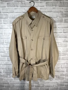VTG SAFARI COAT Bayne Williams Beige 4 Poclet And Belt Mens 46L - Picture 1 of 7