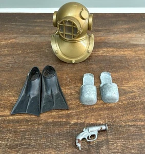 Vintage 1960s GI Joe DEEP SEA DIVER Helmet & Accessories Lot - Picture 1 of 15