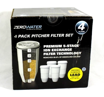 Zero Water 5 Stage Premium Pitcher Water Filter Set ZR-006 4 Pack New Free Ship - Image 1 of 3