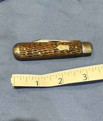 Vintage SCHRADE Cut Co bone handle swell end jack Knife-1917-1946 - Image 1 of 4
