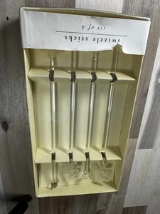 Pier 1 mundgeblasene Glas Rührstäbchen Weihnachten Schneeflocke Cocktail Rührstäbchen 4er Set - Bild 1 von 3