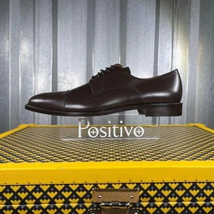 Bally Mens Salfor Chocolate Leather Derby Shoes US 8 New - Picture 1 of 6