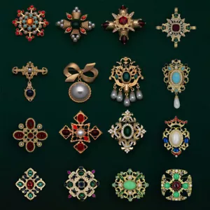 Edle Damen Vintage Emaille Blume Brosche Unisex Antik Schmuck Zubehör Geschenk - Bild 1 von 39