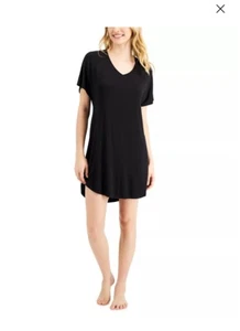 ALFANI INTIMATES Black Sleep Shirt Pajama Top V Neck XXL Loungewear - Picture 1 of 5