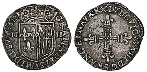 LOUIS XIII  Quart d'écu de Navarre 1612  Saint-Palais G.29 - Bild 1 von 1