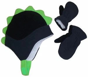 NICE CAPS Boys Toddler Baby Fleece Dino Hat and Mitten Winter Snow Headwear Set - Picture 1 of 3