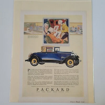 PACKARD SIX Convertible Cupé 1928 Auto Coche Anuncio Azul Dos Puertas Foto 1 de 3