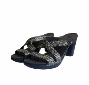 Crocs Cyprus V 203125 Black Gray Leopard Print Heels Shoes Women's US 9 - Picture 1 of 10