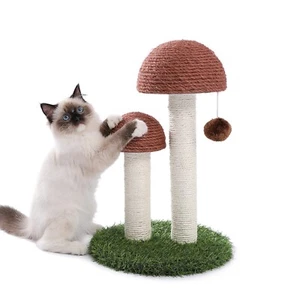 PETEPELA Cat Scratching Post, Mushroom Tall Cat Scratcher Featuring with Natu... - Picture 1 of 7