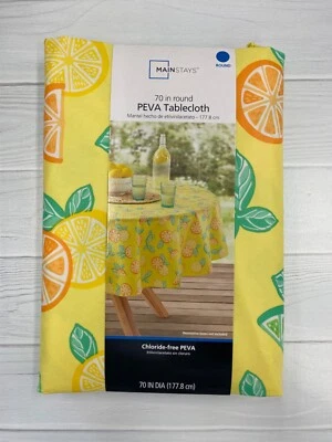 Citrus themed Vinyl PEVA reusable Table Cover tablecloth party supply 70" round Foto 1 de 2