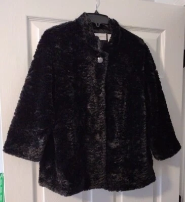 Женская куртка Alfred Dunner 10 Bolero Цвет черный Искусственный мех Карманы на пуговицах Рукав 3/4  - Изображение 1 из 4