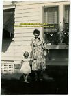 1940s Photo Mother and Daughter Outside at House Louise and Marcie