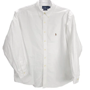 Vintage Ralph Lauren Button-Up Shirt 17.5-35 Men's White Yarmouth Cotton Oxford - Picture 1 of 14