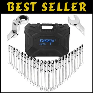 Versatile Chrome Vanadium Ratcheting Wrench Set - 25 PCS with Double Joints - Picture 1 of 8