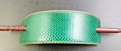HANDMADE green SEA SNAKE SKIN HAIR STICK PIN BARRETTE leather ACCESSORY new - Image 1 of 4