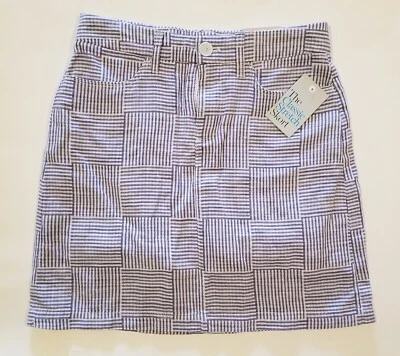 Falda corta Croft and Barrow clásica elástica azul/blanco con patrón de rayas talla 4 Foto 1 de 4