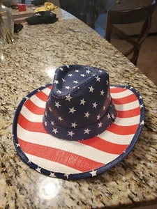 Pugs American Flag Western Cowboy Hat Adult One Size Stars & Stripes - Picture 1 of 4