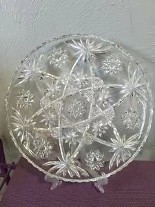 Anchor Hocking frühes amerikanisches vorgeschnittenes großes Klarglas Sandwich Tablett - Bild 1 von 8