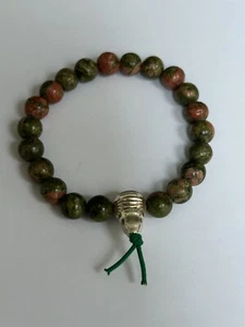 Natural Stone Bead Bracelet (Green Unakite?) 6mm - Mayfair Edition - Picture 1 of 4