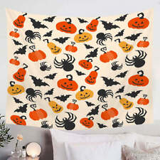 Halloween Scary Pumpkins Bats and Spiders Tapestry