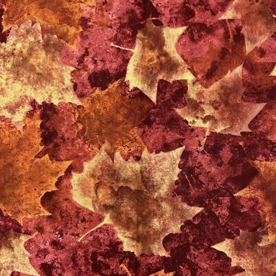 Benartex Fabric Nature Studies Autumn Fall Leaves 43" x 1 yd Cotton Red Orange - Image 1 of 4