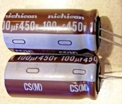 2X 100uF 450V NICHICON Electrolytic Capacitor 17mm X 35mm105°C