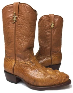 Niños Jóvenes Niños Coñac Piel de Caimán Western Cuero Real Botas de Vaquero Talla 2 - Imagen 1 de 6