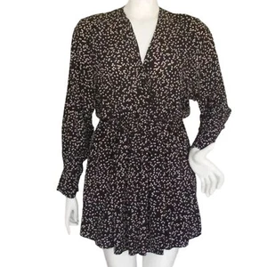 ISABEL MARANT ÉTOILE Mini Dress, 36/S, Black/Ecru, Long sleeve, Surplice, Lined - Picture 1 of 16