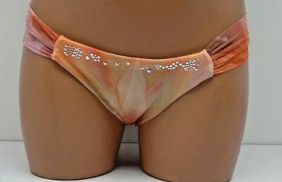 Sauvage Conjunto de Bikini Bandeau Acolchado Tachonado Rosa Brillante y Naranja Pequeño #3140L Foto 1 de 4