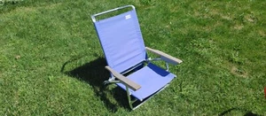 Rio Beach Safe Adjust Chair Folding Adjustable Metal Frame Blue Low Profile - Picture 1 of 12