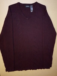 Suéter XL Para Hombres Claiborne Cuello en V Tejido Granate/Borgoña Medidas Reales Abajo - Imagen 1 de 12