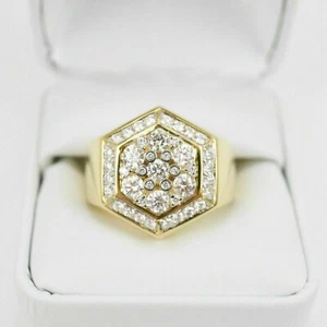 Anello Uomo 2 Ct Taglio Tondo Simulato Diamante Matrimonio a Grappolo Placcat... - Foto 1 di 5