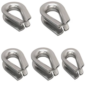 5 PCS 1/8" Wire Rope Stainless Steel Thimble Marine Cable Shade Sail Heavy Duty - Picture 1 of 2