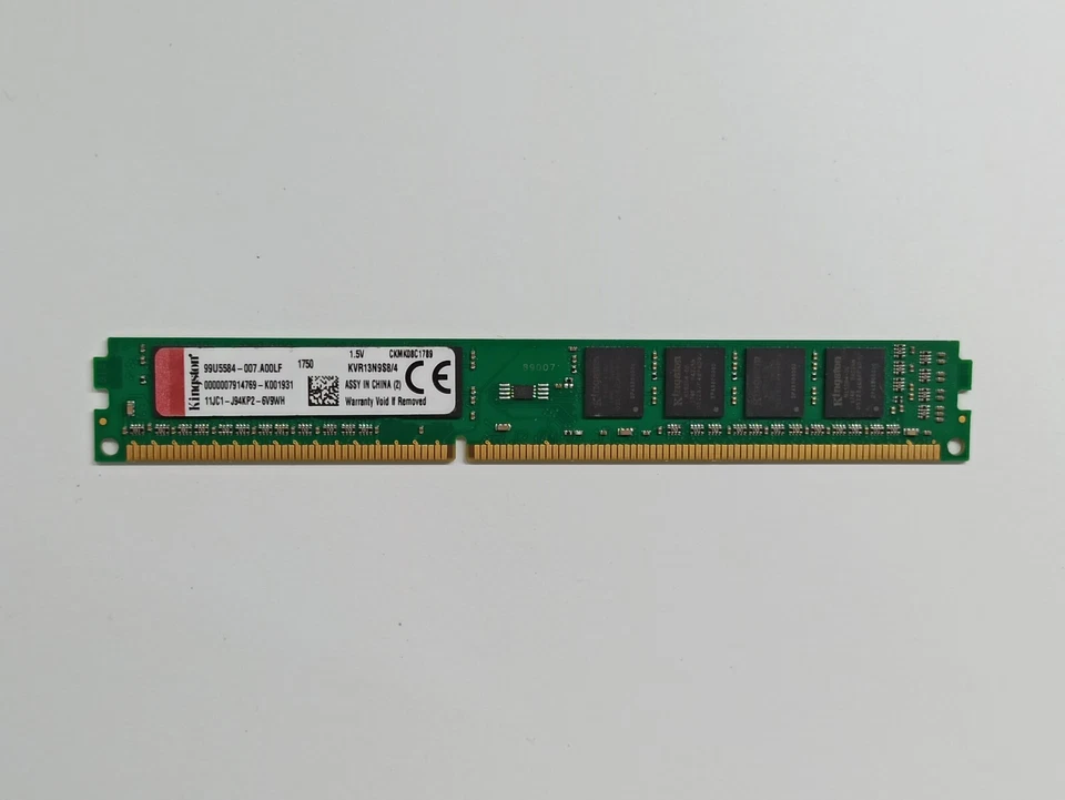 KVR13N9S8/4 Kingston 4GB PC3-10600 DDR3-1333MHz CL9 240-Pin DIMM - Imagen 1 de 2