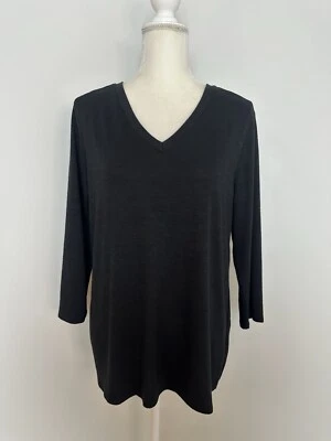 Blusa para mujer Market & Spruce talla XL negra cuello en V espalda floral mangas 3/4 Foto 1 de 4