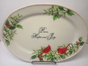 NEW IN BOX LARGE RED Cardinals Christmas Platter W/ Holly Berries - ATICO INT'L - Picture 1 of 16