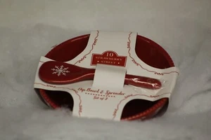 10 Strawberry Street rot Dipschale mit Löffel Schneeflocke Weihnachten kostenloser Versand - Bild 1 von 4
