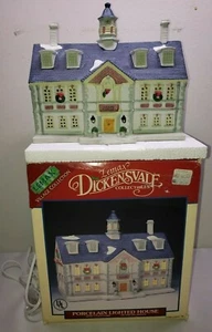 1992 Lemax Dickensvale Collectible Cardiff Academy Porzellan beleuchtetes Haus 25054 - Bild 1 von 12