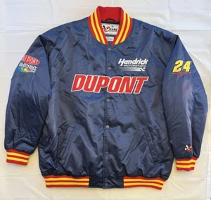 Vintage Chase Jeff Gordon #24 Dupont Nylon Satin Navy Bomber Jacket 2XL NASCAR - Picture 1 of 17