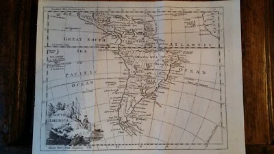1762 ORIGINAL ANTIQUE COPPERPLATE MAP SOUTH AMERICA - THOMAS JEFFERYS - Image 1 of 4