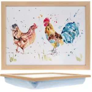 Leonardo Country Life Cock & Hen Chickens Lap Tray Beanbag Base 43 x 33 x 6cm - Picture 1 of 1