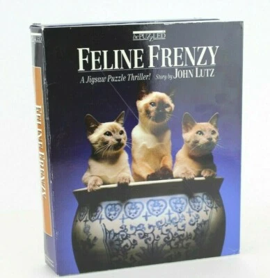 Feline Frenzy A Jigsaw Puzzle Thriller John Lutz 500 Pieces CATS Complete Vtg - Image 1 of 4