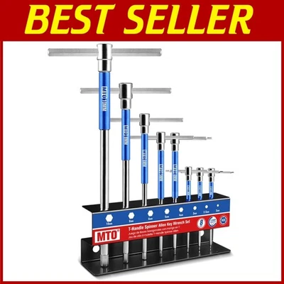 Adjustable T-Handle Hex Wrench Set with Spinning Sleeve - 2-10mm Sizes - Image 1 of 4