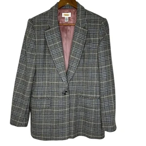 Talbots Size 6 Plaid Blazer Classic Wool Alpaca Blend Checkered Jacket Academia - Picture 1 of 7