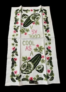 Toalla de té de lino MWT COOL AS A CUCUMBER ¡Kitschy linda! - Imagen 1 de 4
