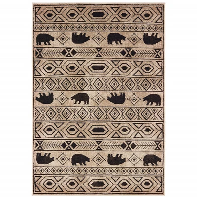 Alfombra resistente a las manchas 8' X 10' marfil y negro Southwestern Power Loom Foto 1 de 4