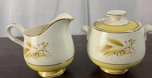 Century Service EE. UU. Vintage Otoño Dorado Crema y Azúcar Cuenco con Tapa - Imagen 1 de 15
