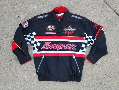 Vintage Snap On Tools Racing Jacket Adult Small Black Red Patches Nascar NHRA - Image 1 of 4